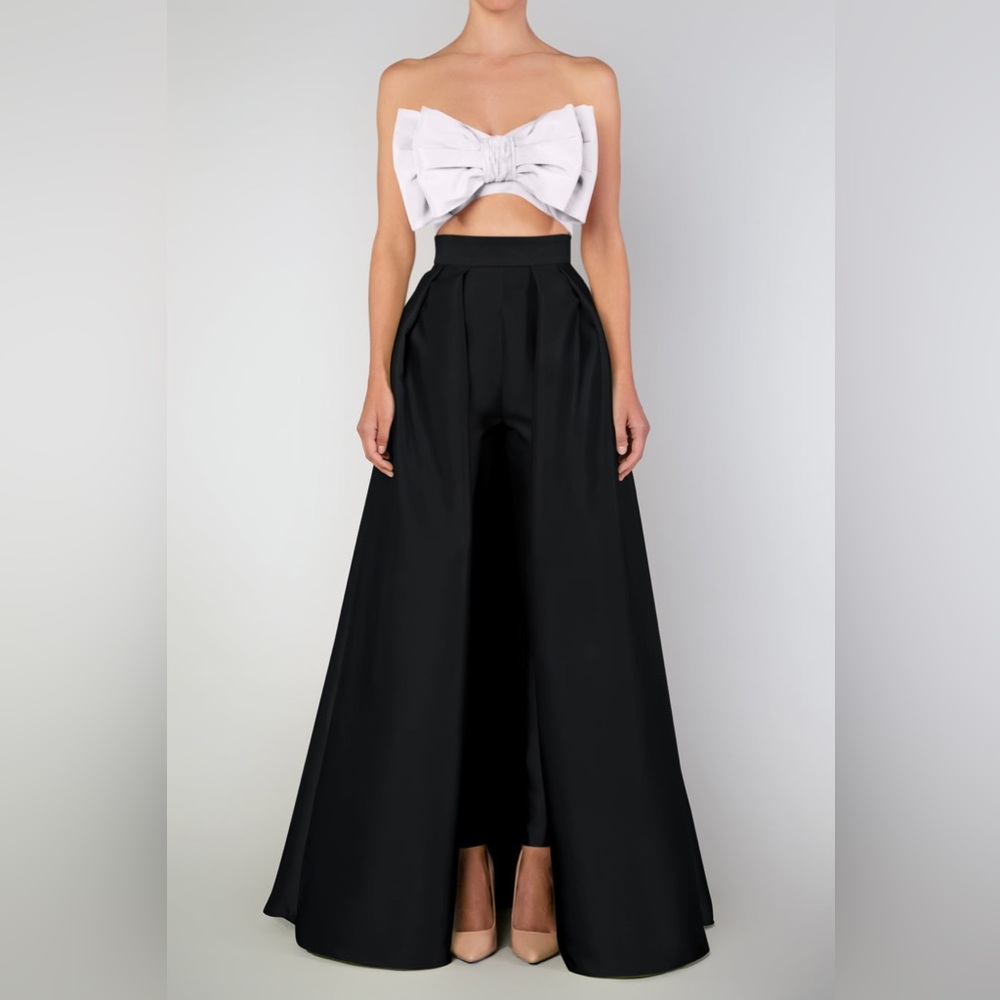 Alexia Maria Silk and Wool Black Maxi Convertible Skirt NWT